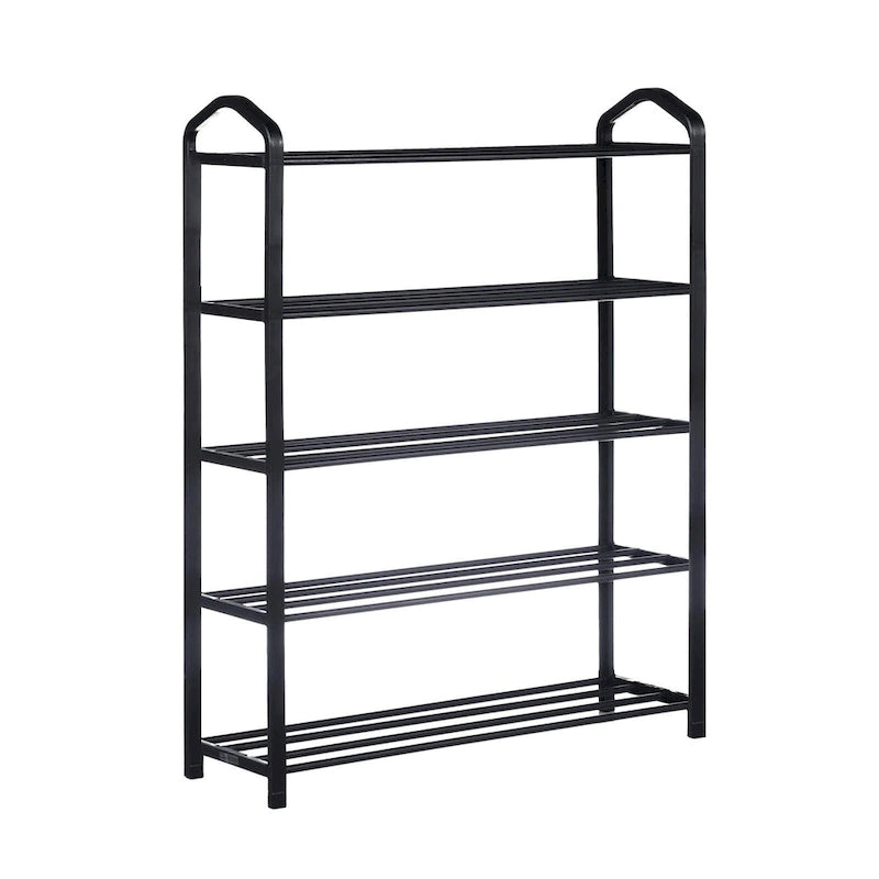 5-Tier Stackable Shoe Rack, 15-Pairs Sturdy Shoe Shelf Storage , Black Shoe Tower