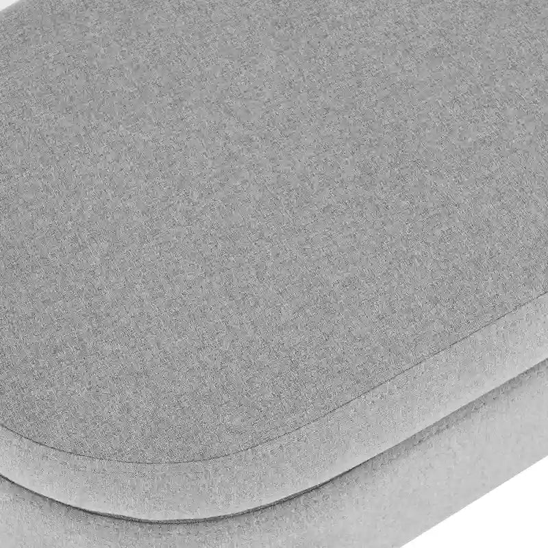 Linen Pleated Storage Ottoman Bench with Durable Rubberwood Legs