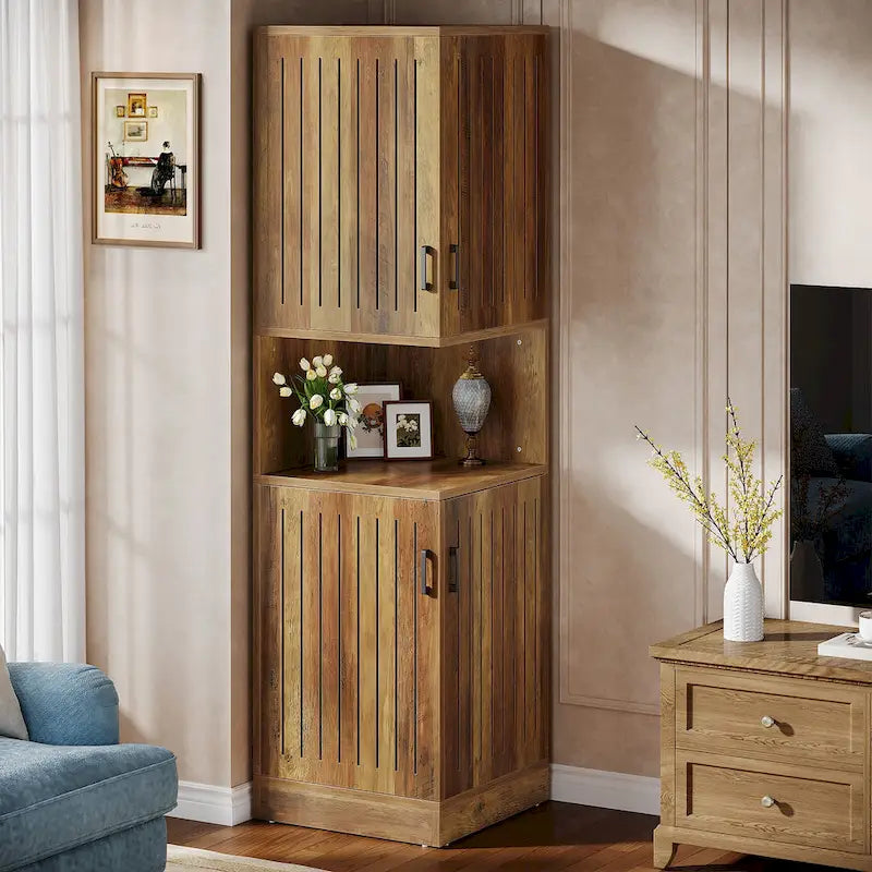 Tall corner cabinet with doors