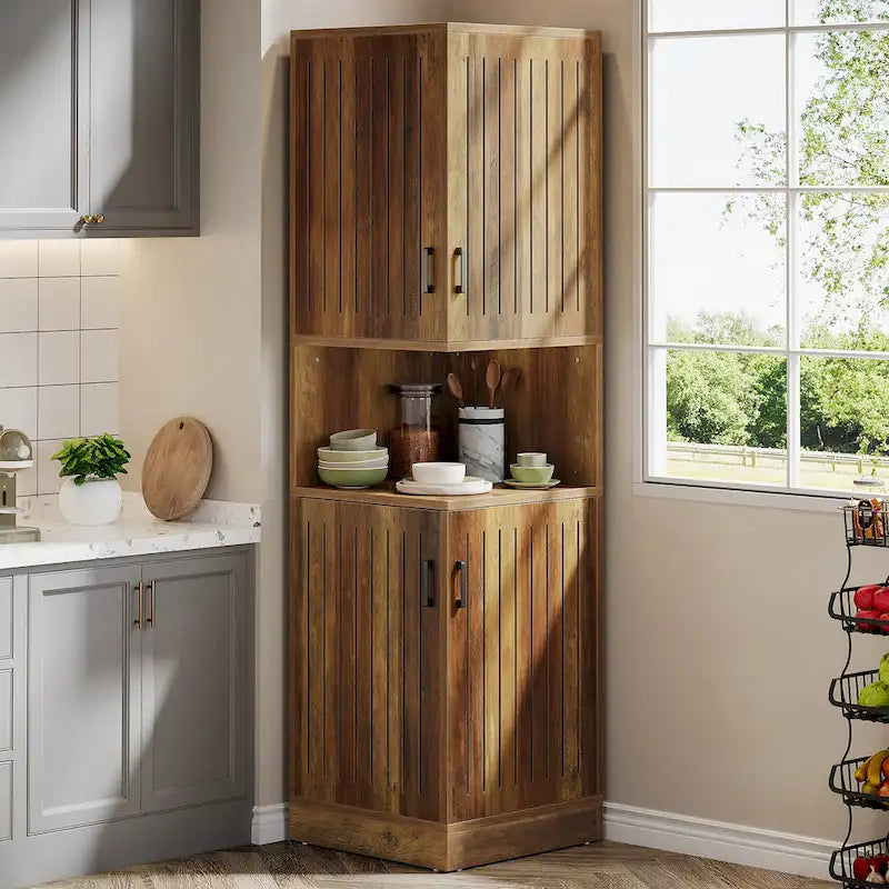Tall corner cabinet with doors