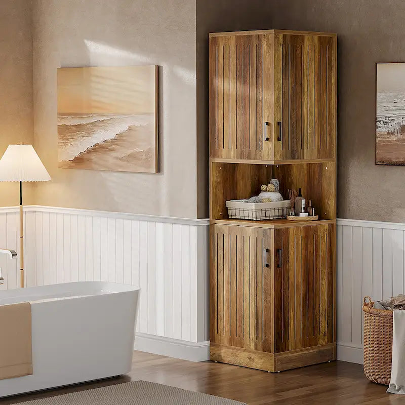 Tall corner cabinet with doors