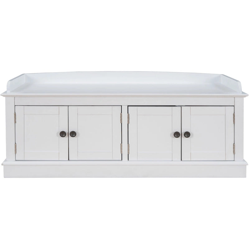 Storage Bench with 4 Doors and Adjustable Shelves