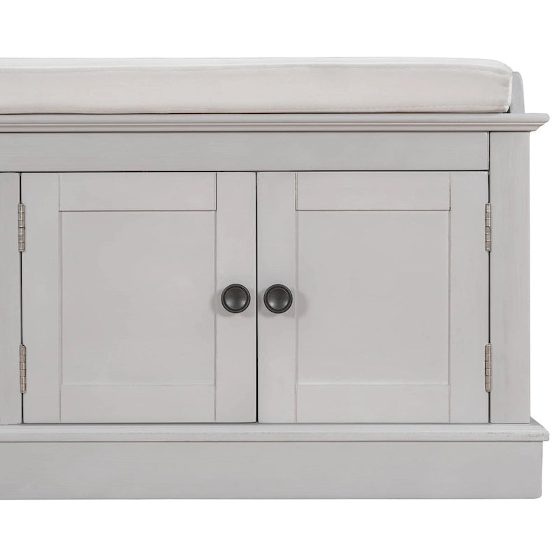 Storage Bench with 4 Doors and Adjustable Shelves