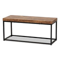 Modern Industrial Wood and Metal Accent Bench-Walnut Brown