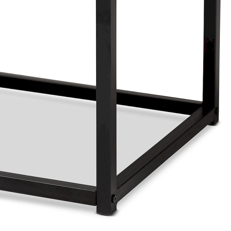 Modern Industrial Wood and Metal Accent Bench-Walnut Brown