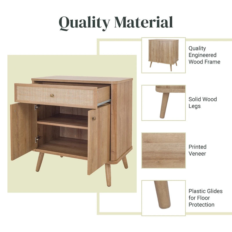 Rattan Small Cabinet 1 Drawer 2 Doors