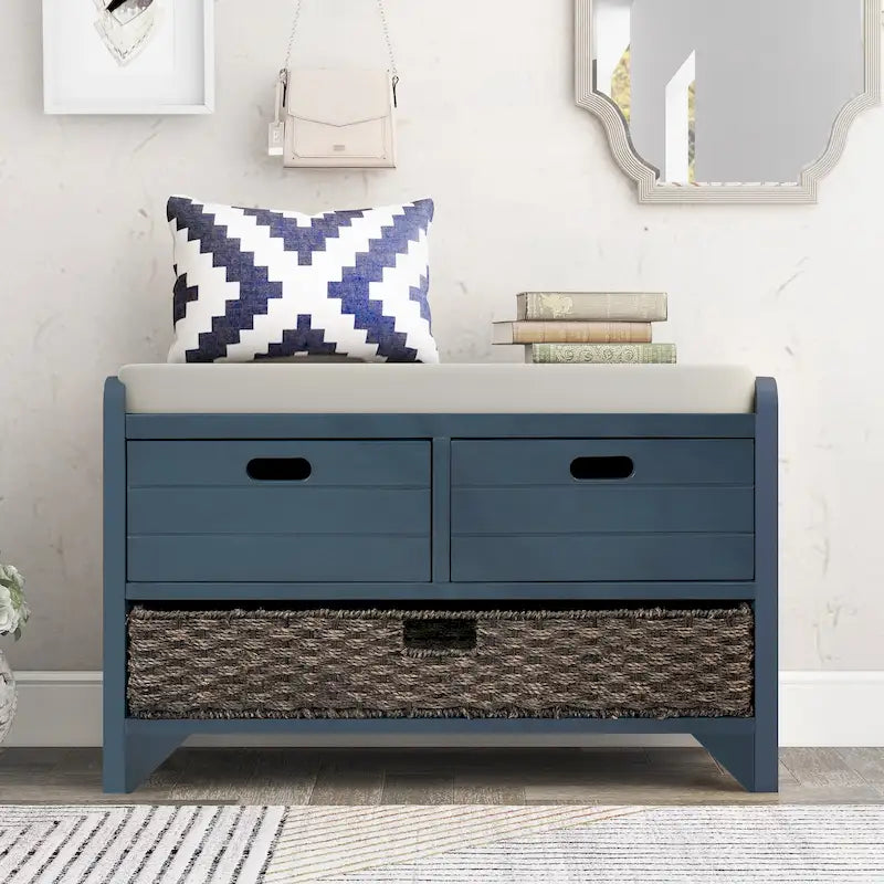 Entryway storage bench for changing shoes