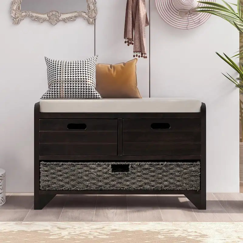 Entryway storage bench for changing shoes