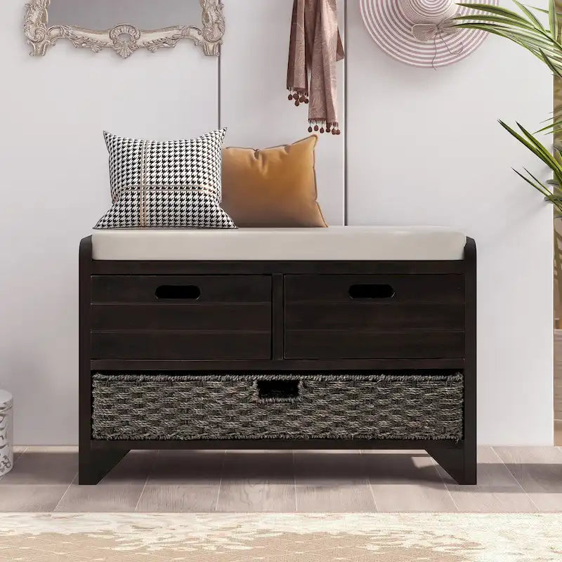 Entryway storage bench for changing shoes