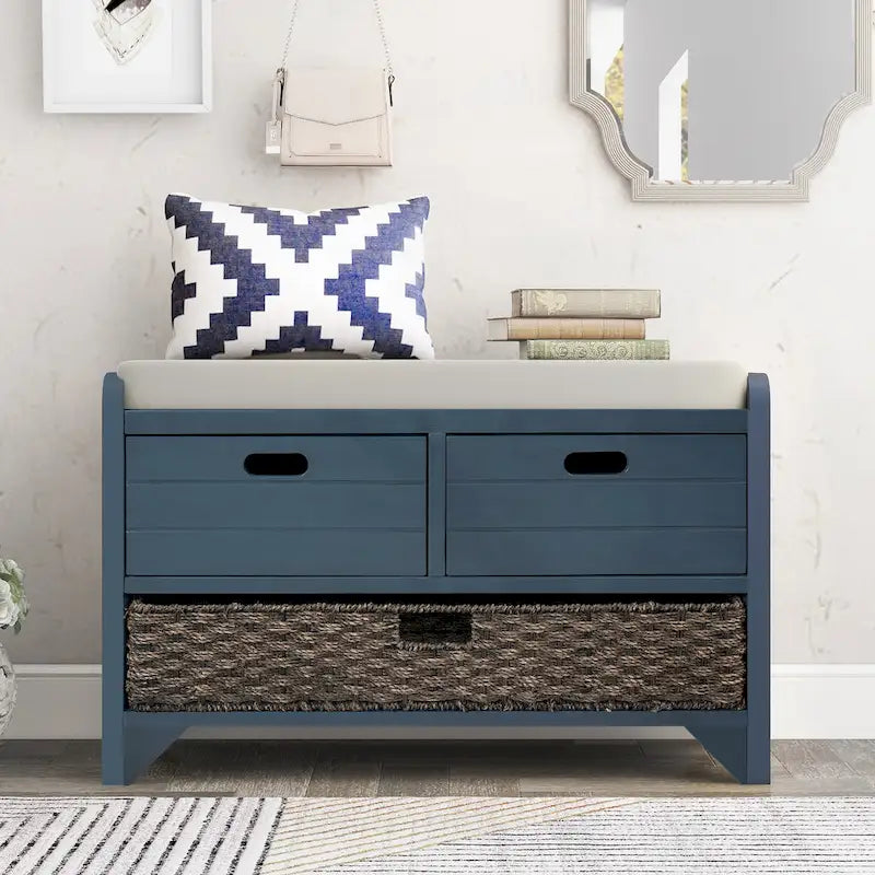 Entryway storage bench for changing shoes