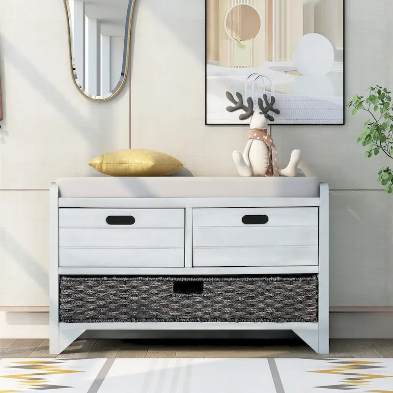 Entryway storage bench for changing shoes