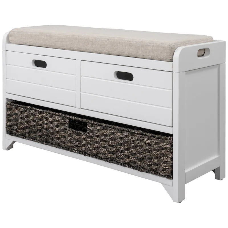 Entryway storage bench for changing shoes