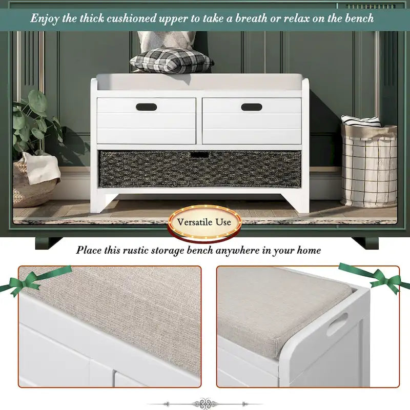Entryway storage bench for changing shoes