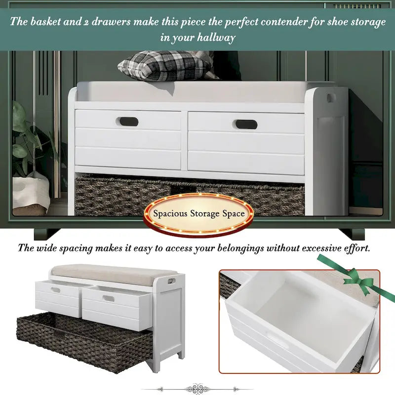Entryway storage bench for changing shoes