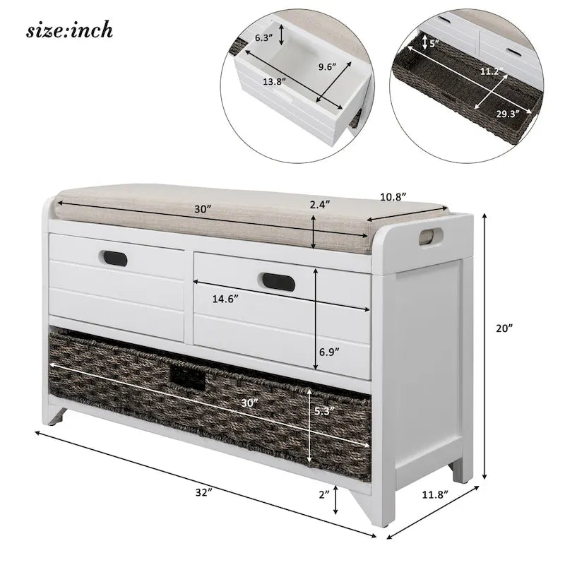 Entryway storage bench for changing shoes