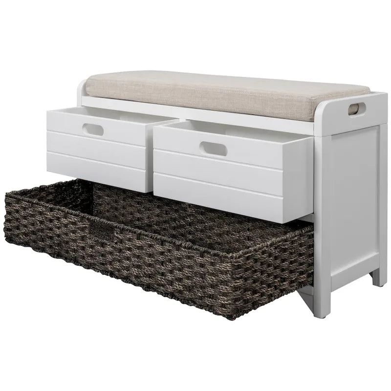 Entryway storage bench for changing shoes