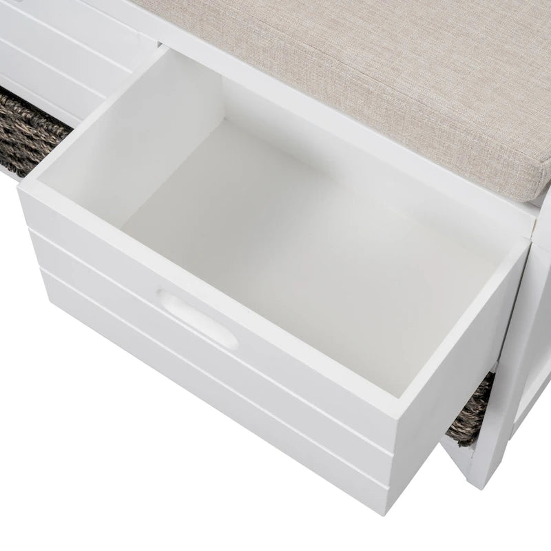 Entryway storage bench for changing shoes