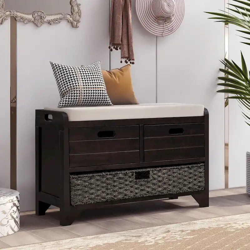 Entryway storage bench for changing shoes