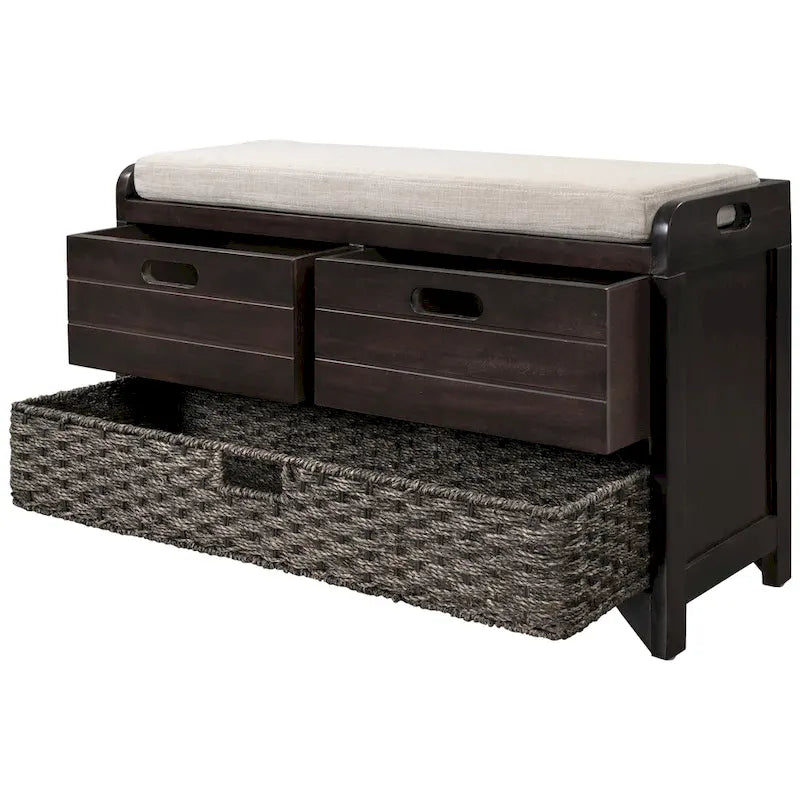 Entryway storage bench for changing shoes