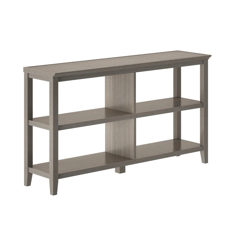 Wide Low 554W Bookcase with 2 Shelves, Washed Grey