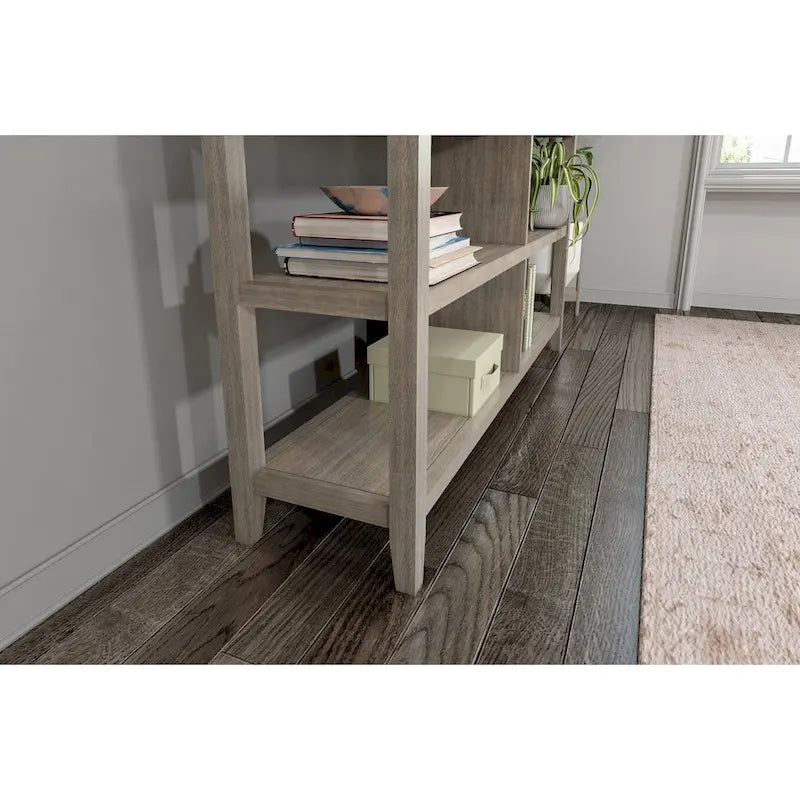 Wide Low 554W Bookcase with 2 Shelves, Washed Grey