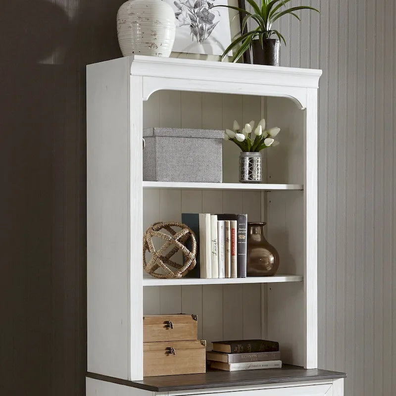 Allyson Park Wirebrushed White & Charcoal Bunching Lateral File Hutch