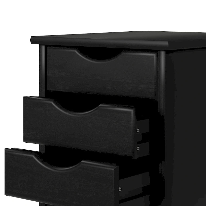 Original Roll Cart, Solid Wood, 4 Plus 1 Drawer Narrow Roll Cart Black