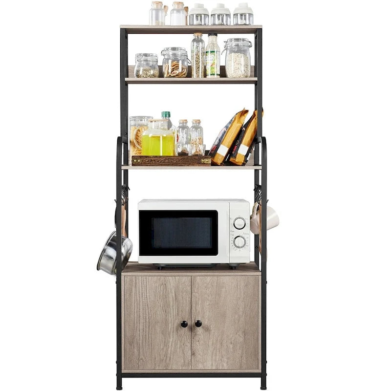 Multilayered Baker's Rack with 1 Cabinet 3 Storage Shelves