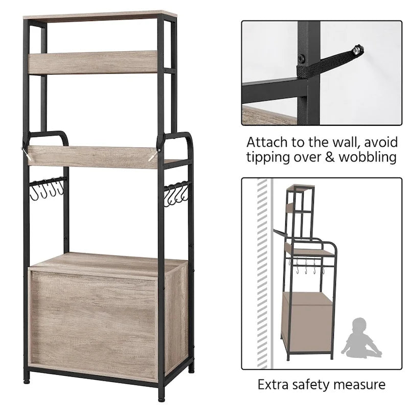 Multilayered Baker's Rack with 1 Cabinet 3 Storage Shelves