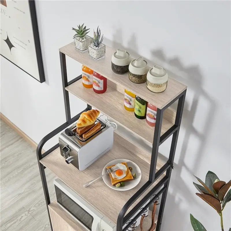 Multilayered Baker's Rack with 1 Cabinet 3 Storage Shelves