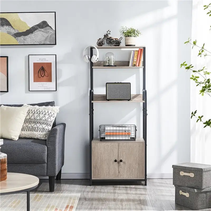 Multilayered Baker's Rack with 1 Cabinet 3 Storage Shelves