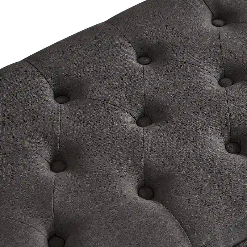 Upholstered Tufted Button Storage Bench with Spindle Wooden Legs - 45x18x18H