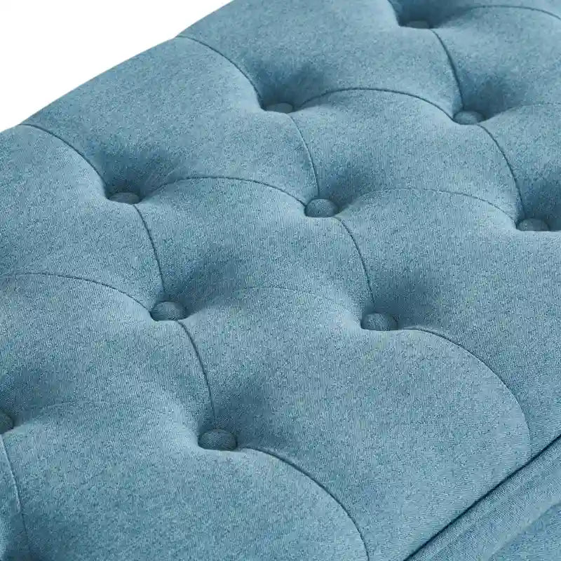 Upholstered Tufted Button Storage Bench with Spindle Wooden Legs - 45x18x18H