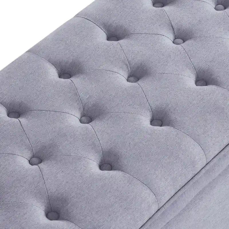 Upholstered Tufted Button Storage Bench with Spindle Wooden Legs - 45x18x18H