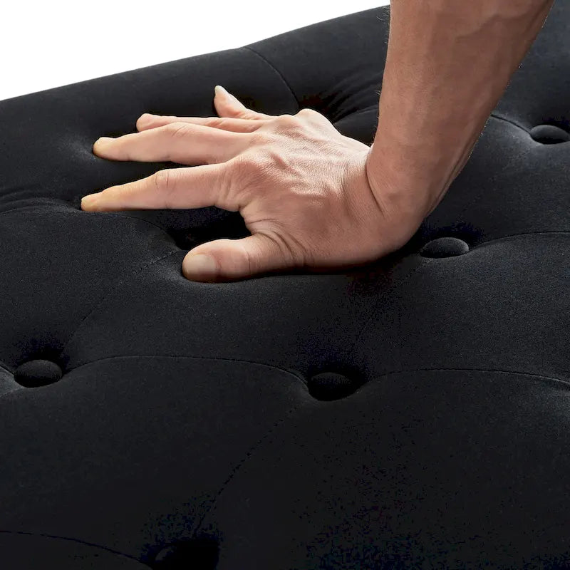 Upholstered Tufted Button Storage Bench with nails trim