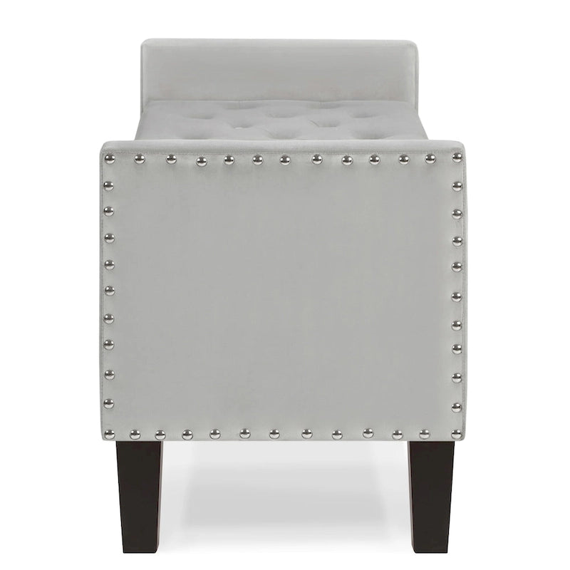 Upholstered Tufted Button Storage Bench with nails trim
