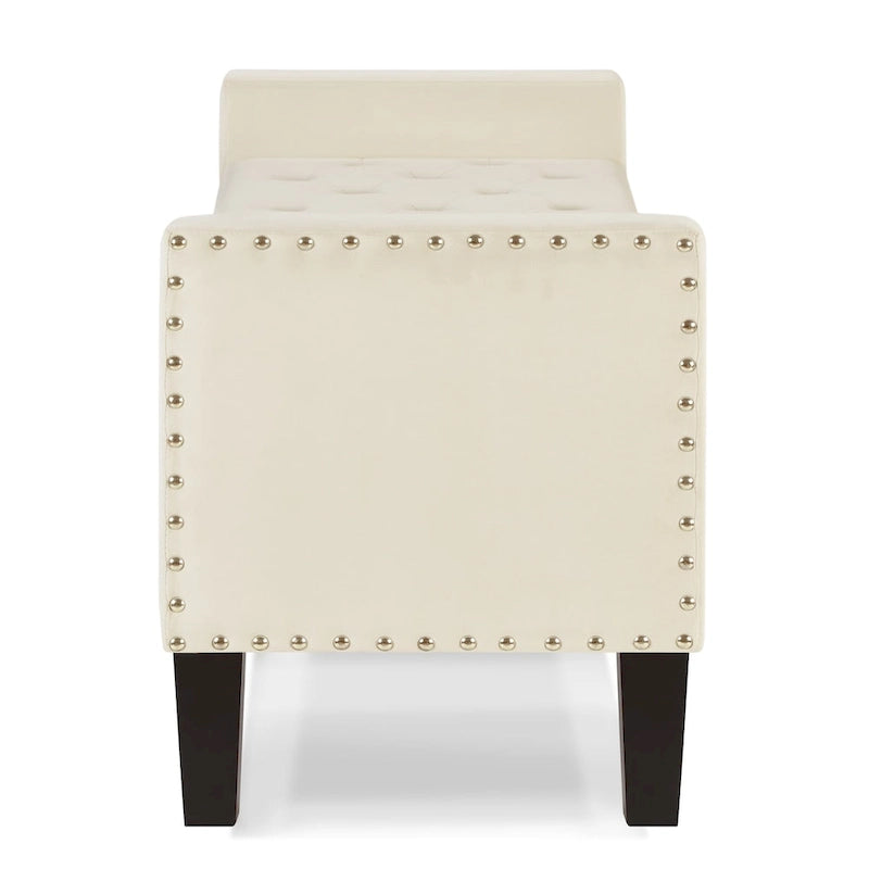 Upholstered Tufted Button Storage Bench with nails trim