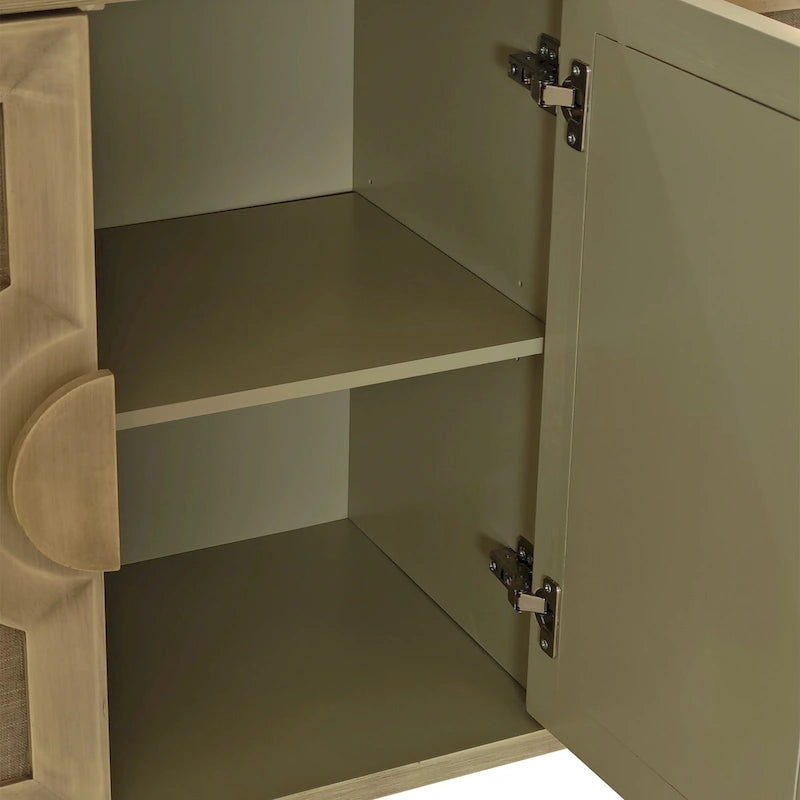59.84Elegant Vintage 4-Door Cabinet with Linen Decorated Doors