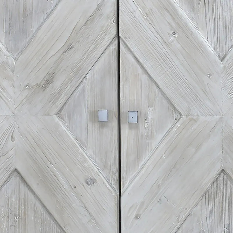 84 White Wash Reclaimed Pine Carved Sideboard