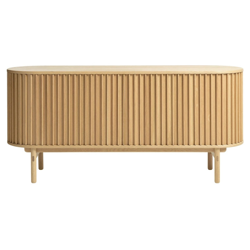 Mid-Century Modern Rounded Sliding Door Sideboard 63W, Natural 18W x 63L x 29H