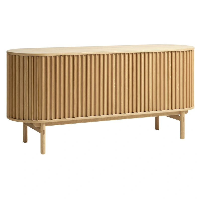 Mid-Century Modern Rounded Sliding Door Sideboard 63W, Natural 18W x 63L x 29H
