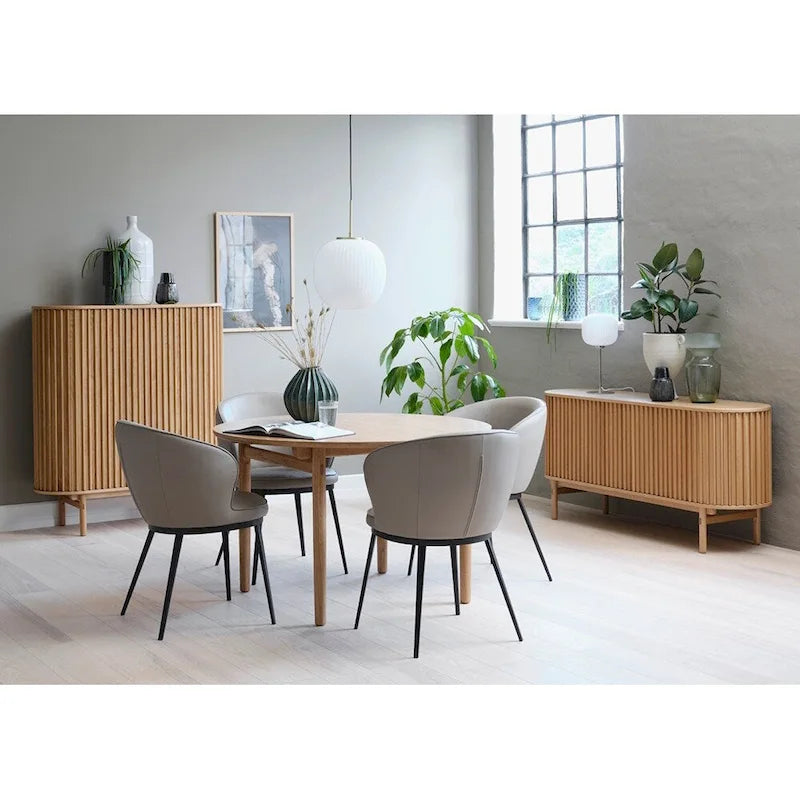 Mid-Century Modern Rounded Sliding Door Sideboard 63W, Natural 18W x 63L x 29H