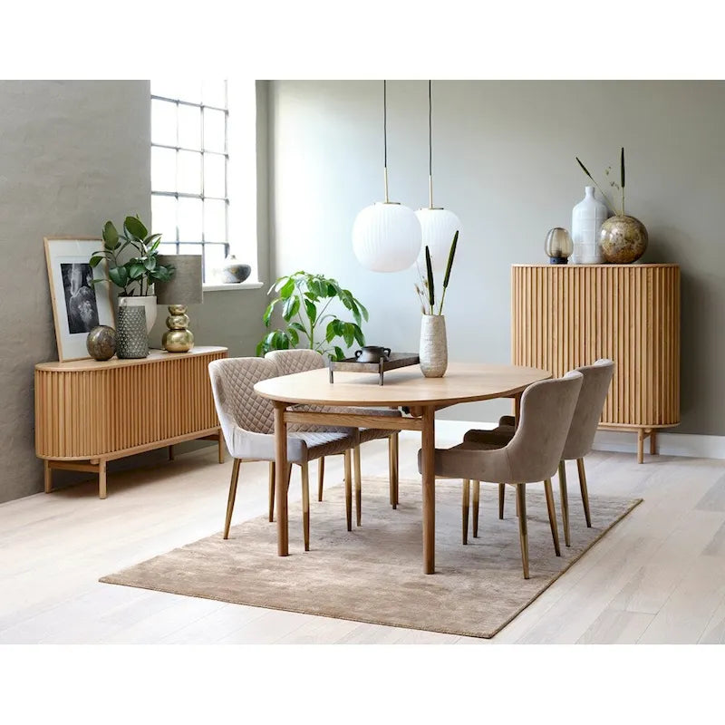 Mid-Century Modern Rounded Sliding Door Sideboard 63W, Natural 18W x 63L x 29H