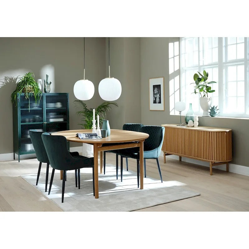 Mid-Century Modern Rounded Sliding Door Sideboard 63W, Natural 18W x 63L x 29H