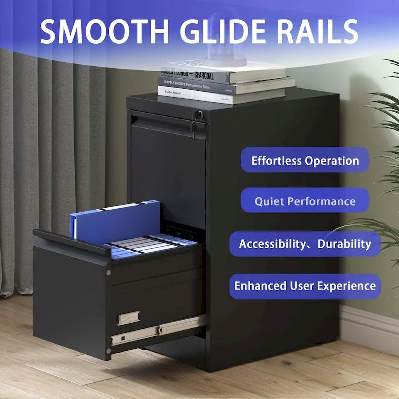 2-Drawers 14. W Metal Vertical File Cabinet with Lock Office Home Vertical File Cabinet for A4 Legal/Letter Size