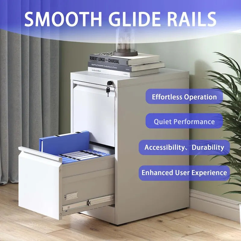 2-Drawers 14. W Metal Vertical File Cabinet with Lock Office Home Vertical File Cabinet for A4 Legal/Letter Size