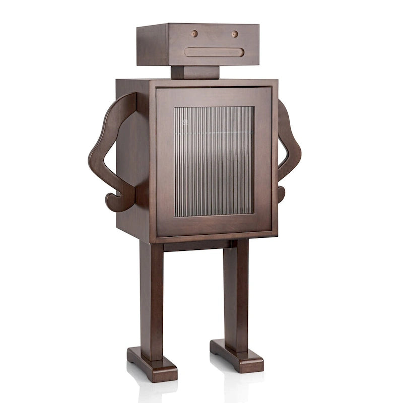 Robot-shaped wooden storage cabinet