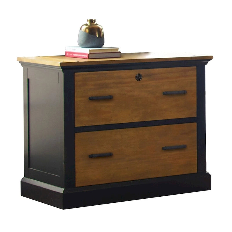 Toulouse Wood Lateral File With Legal/Letter File Drawer, Office Storage, Black