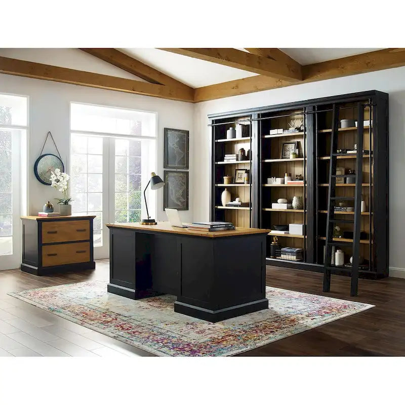 Toulouse Wood Lateral File With Legal/Letter File Drawer, Office Storage, Black