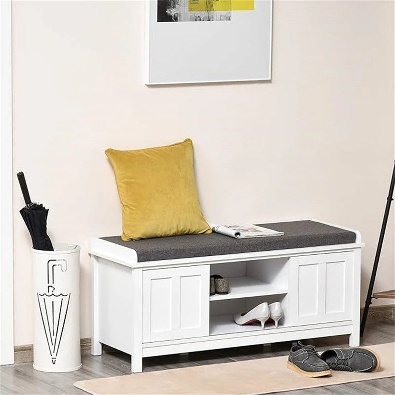 Shoe Bench Storage Ottoman with Sliding Doors - 15.75D x 44W x 19.75H